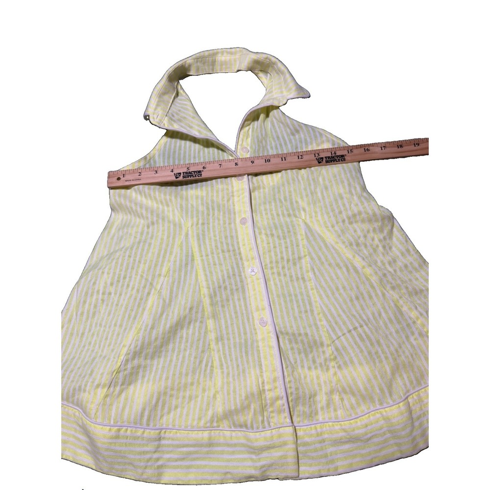 Maeve Anthropologie NWT Yellow & White Striped Button Halter Top Backless XS - Picture 7 of 14